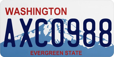WA license plate AXC0988