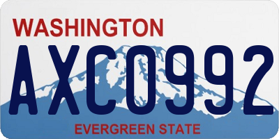 WA license plate AXC0992