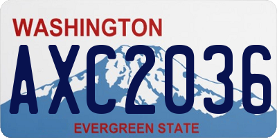 WA license plate AXC2036
