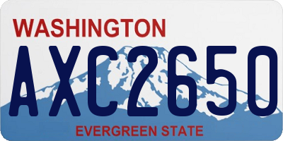 WA license plate AXC2650