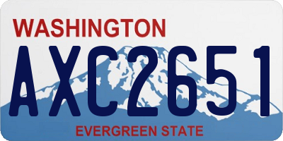 WA license plate AXC2651
