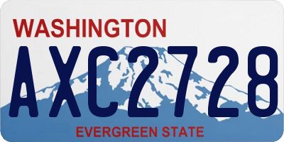 WA license plate AXC2728