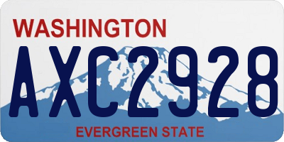 WA license plate AXC2928