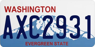 WA license plate AXC2931