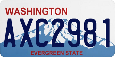 WA license plate AXC2981