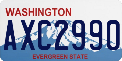 WA license plate AXC2990