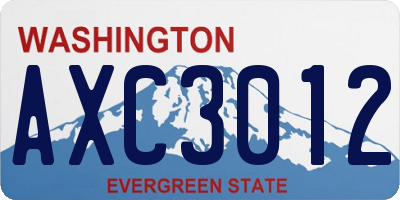 WA license plate AXC3012