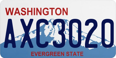 WA license plate AXC3020