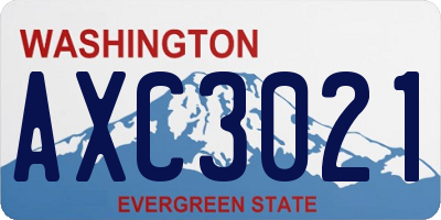 WA license plate AXC3021