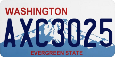 WA license plate AXC3025