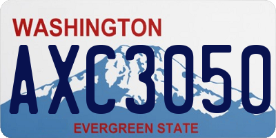 WA license plate AXC3050