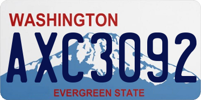 WA license plate AXC3092