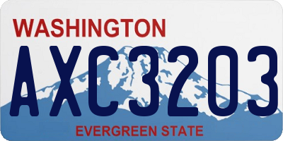 WA license plate AXC3203