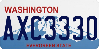 WA license plate AXC3330