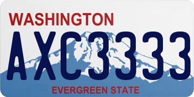 WA license plate AXC3333