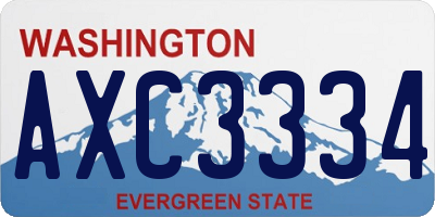 WA license plate AXC3334