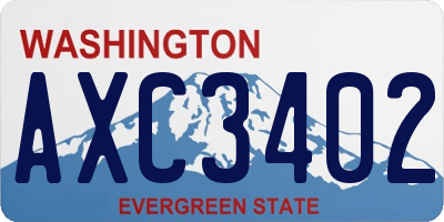 WA license plate AXC3402