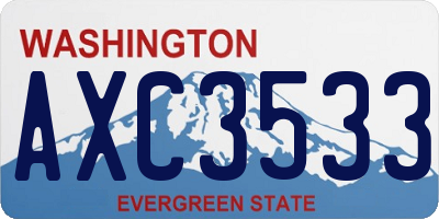 WA license plate AXC3533