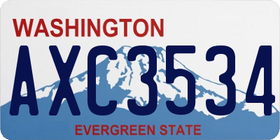 WA license plate AXC3534