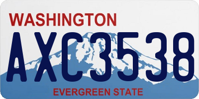 WA license plate AXC3538