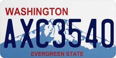 WA license plate AXC3540