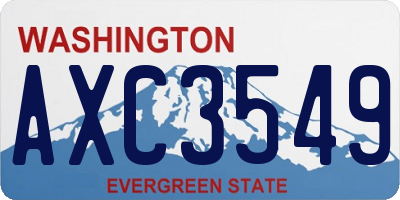 WA license plate AXC3549