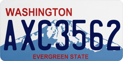 WA license plate AXC3562