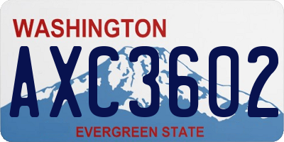 WA license plate AXC3602