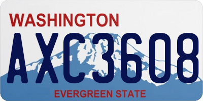 WA license plate AXC3608