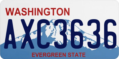 WA license plate AXC3636