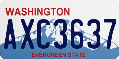 WA license plate AXC3637