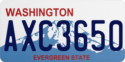 WA license plate AXC3650