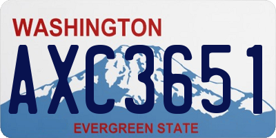 WA license plate AXC3651