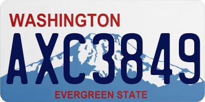 WA license plate AXC3849