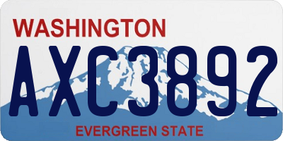 WA license plate AXC3892