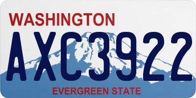 WA license plate AXC3922