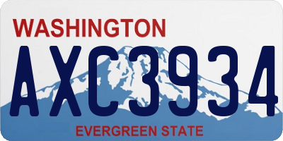 WA license plate AXC3934