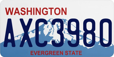 WA license plate AXC3980