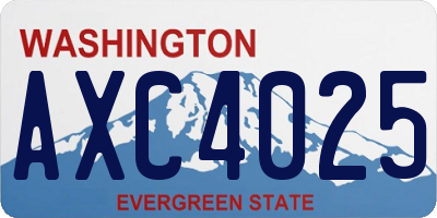 WA license plate AXC4025