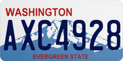 WA license plate AXC4928