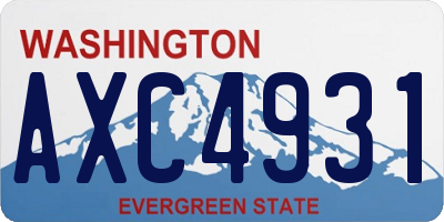 WA license plate AXC4931