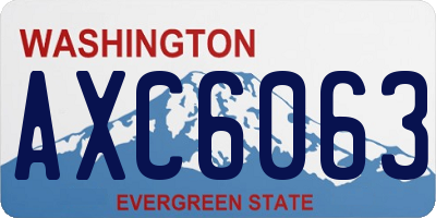 WA license plate AXC6063
