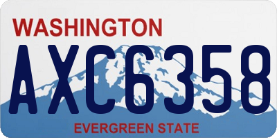 WA license plate AXC6358