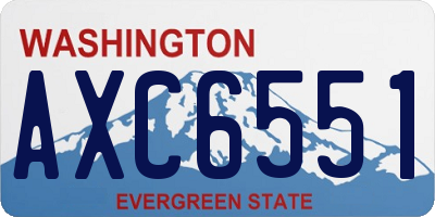WA license plate AXC6551