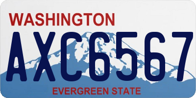 WA license plate AXC6567