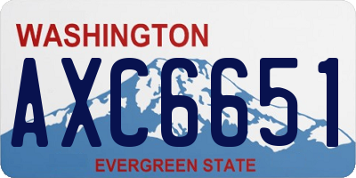 WA license plate AXC6651