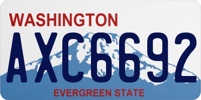 WA license plate AXC6692