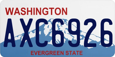 WA license plate AXC6926