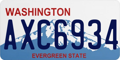 WA license plate AXC6934