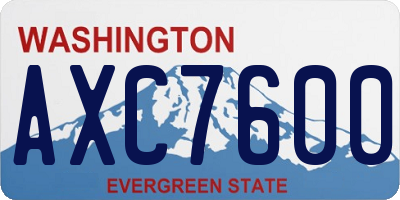 WA license plate AXC7600